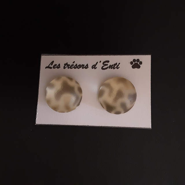 Boucle d&#039;oreille marron et or effet opale