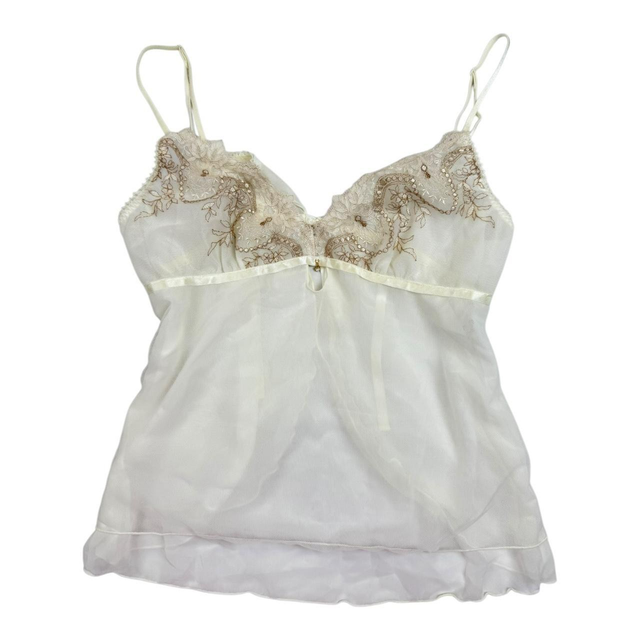 Japanese brand white embroidered cups babydoll cami 