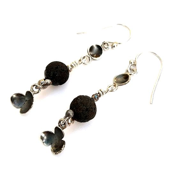 Zilveren oorbellen met lava