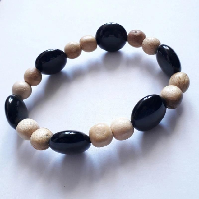 Rainbow Obsidian and Palo Santo Aromatherapy Bracelet 