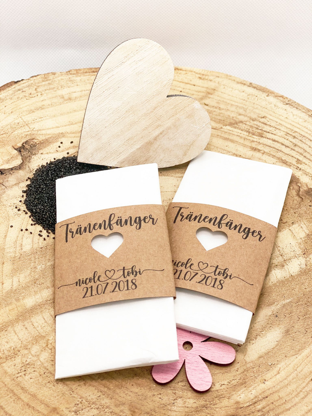 Personalisierte Freudentränen-Taschentücher mit Banderole – 10er Set