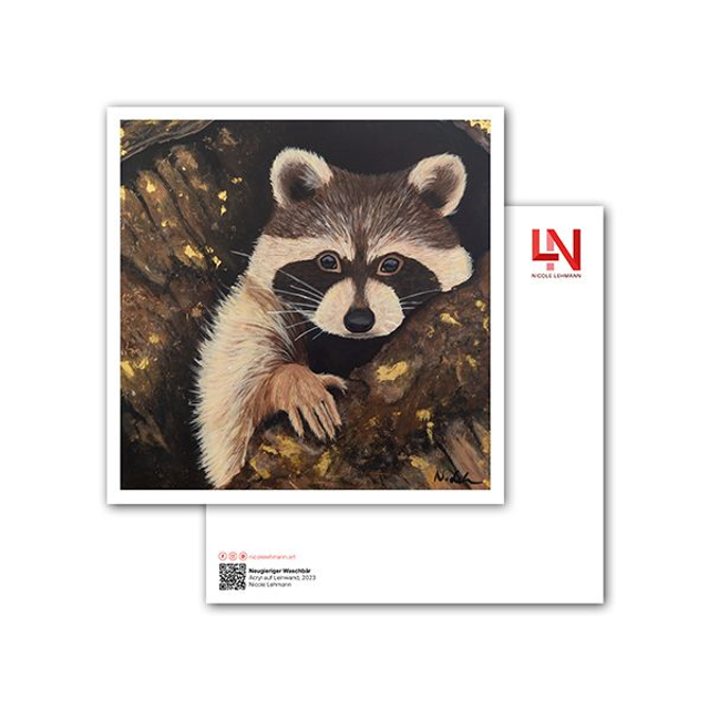 Neugieriger Waschbär - Kunstkarte
