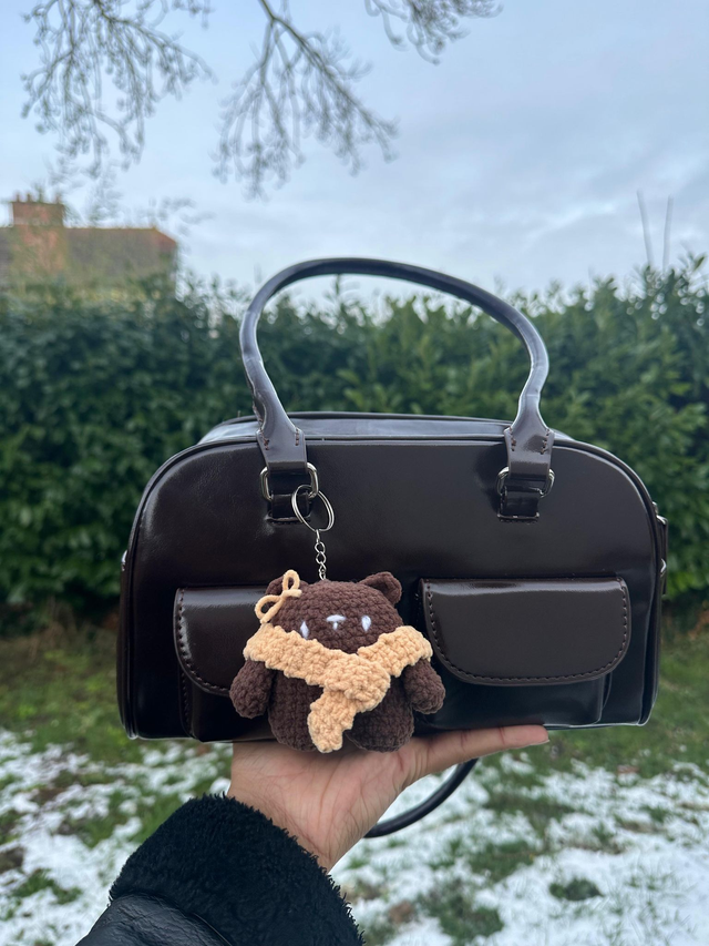 Bijou de sac - Porte-clés Ours marron foncé au crochet