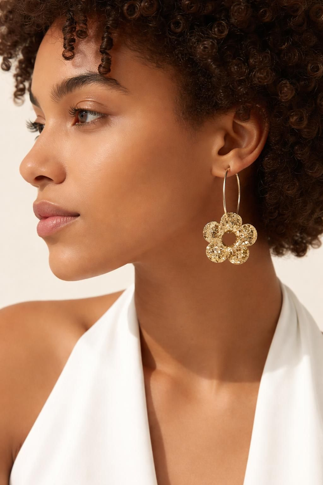 Anneaux fleur, grand modèle- Collection Champagne