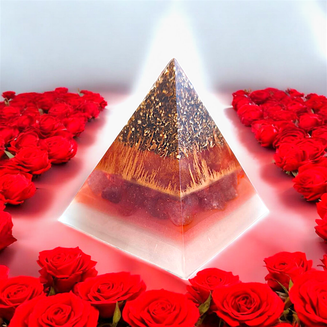 Pyramide orgonite ALTARA - Quartz fraise