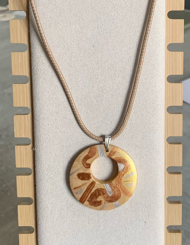 Hand Painted Wooden Pendant . Lightweight. Inspired by nature