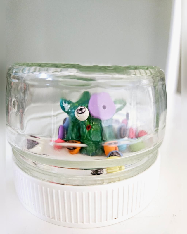 Creature ECO Handmade Monster And Eyes In Glass Table Decor Handpaint Unique