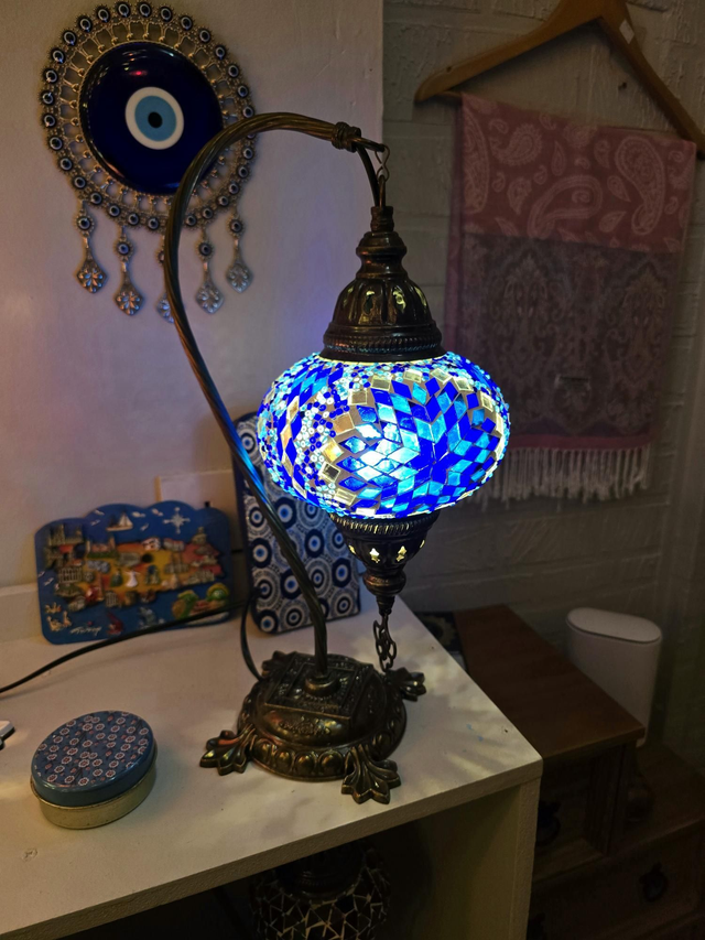 Large Mosaic Swanneck Table Lamp