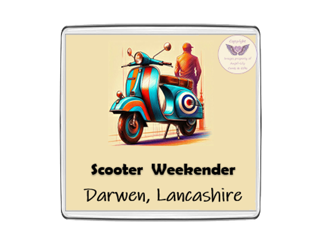 Scooter Weekender Square Fridge Magnet-SFM05