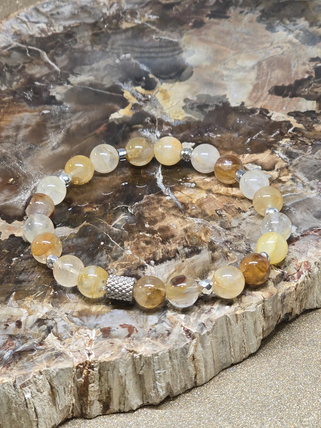 Bracelet Quartz Hématoïde jaune 0,8 cm 