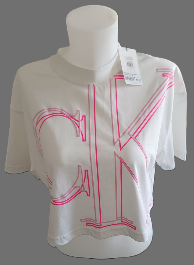Tee shirt crop top Calvin Klein blanc femme