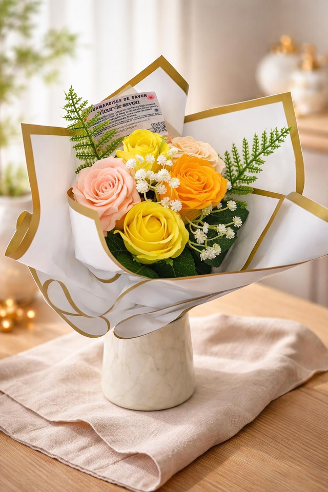 Bouquet roses de savon (12)