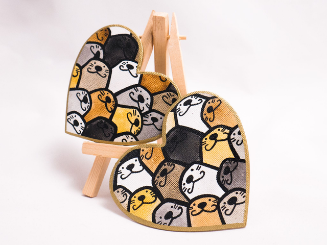 FOKI magnes kształt serce ręcznie malowany akwarela