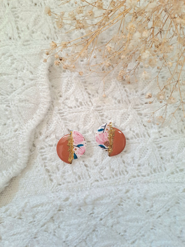 Boucles d'oreilles demi-lunes Rosy 