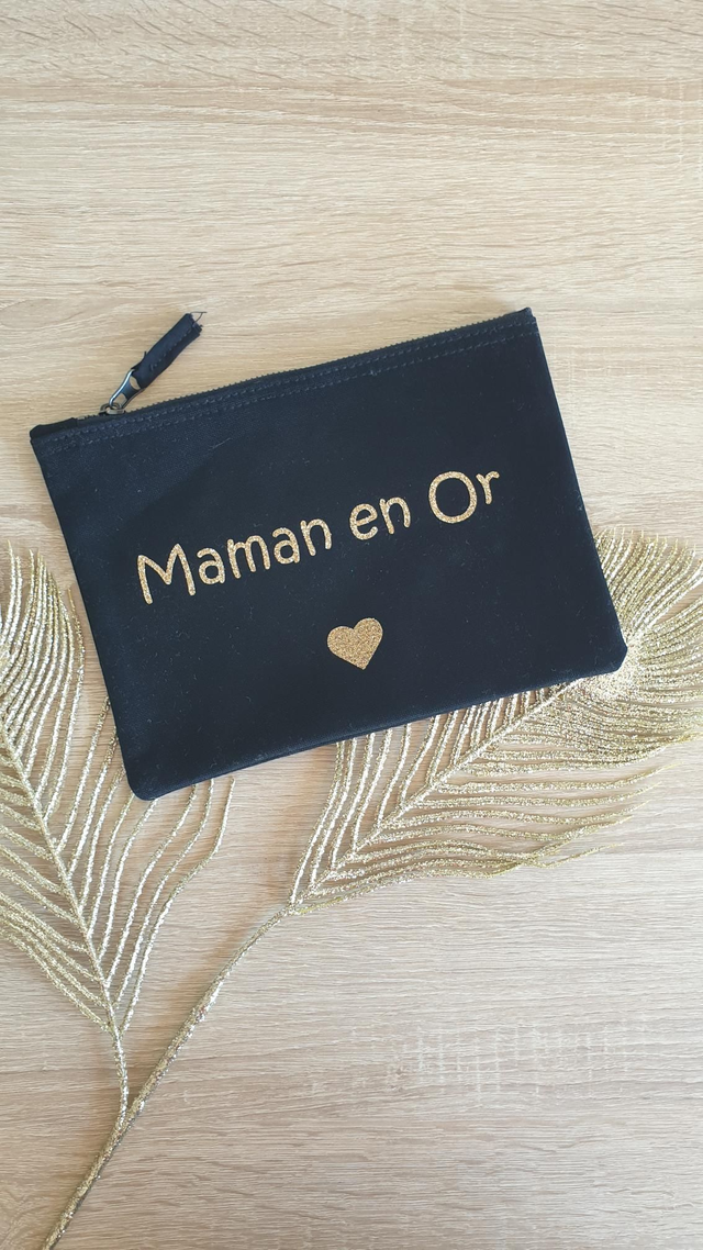 Pochette noire Maman en Or