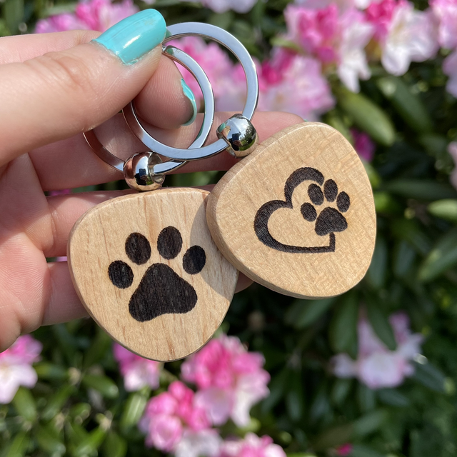 Paw Print Wooden Keyrings