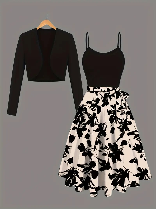 Women's Elegant Polyester Knit Two-Piece Dress Suit