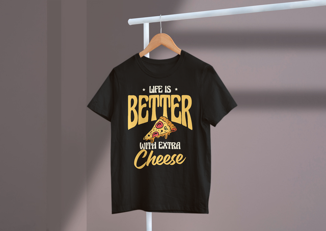 Life Is Better With Extra Cheese Cheese Lovers Pizza Joy. Das Leben ist besser mit Extra Cheese Cheese Lovers Pizza Joy