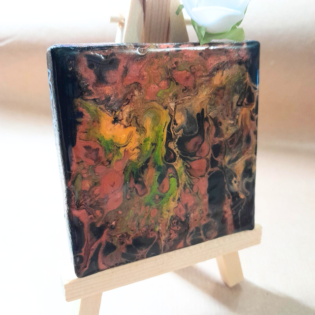 REFLETS TELLURIQUES - Mini-tableau - Peinture acrylique &amp; résine UV