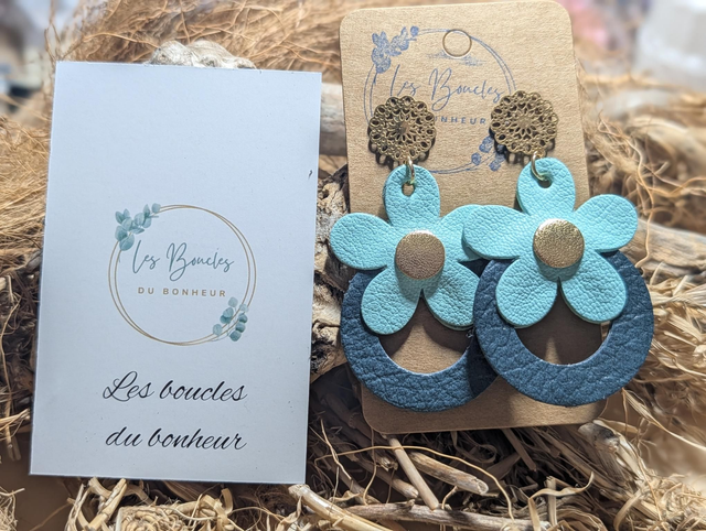 Boucles d'oreilles Baby Marguerite bleu bm021