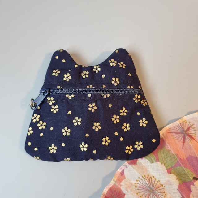 Porte-monnaie/cartes Chat "Sakura" bleu marine