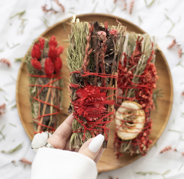 6inch red rituals wand smudge stick 