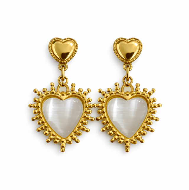 Pendientes acero dorado corazón 