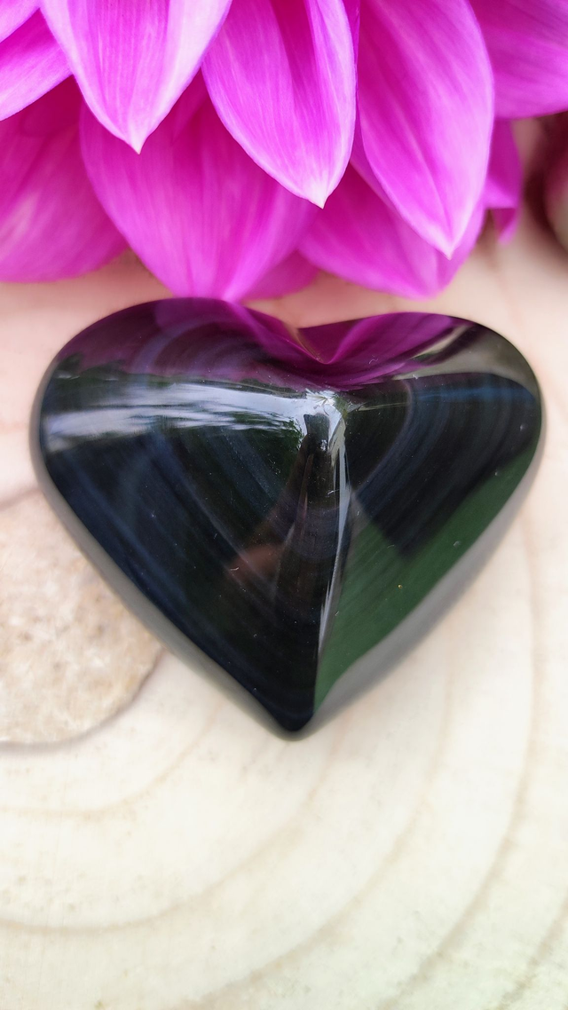 Coeur Obsidienne Oeil Céleste AA 70 à 80 mm