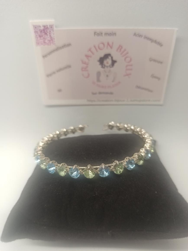Bracelet strass bleu et vert 