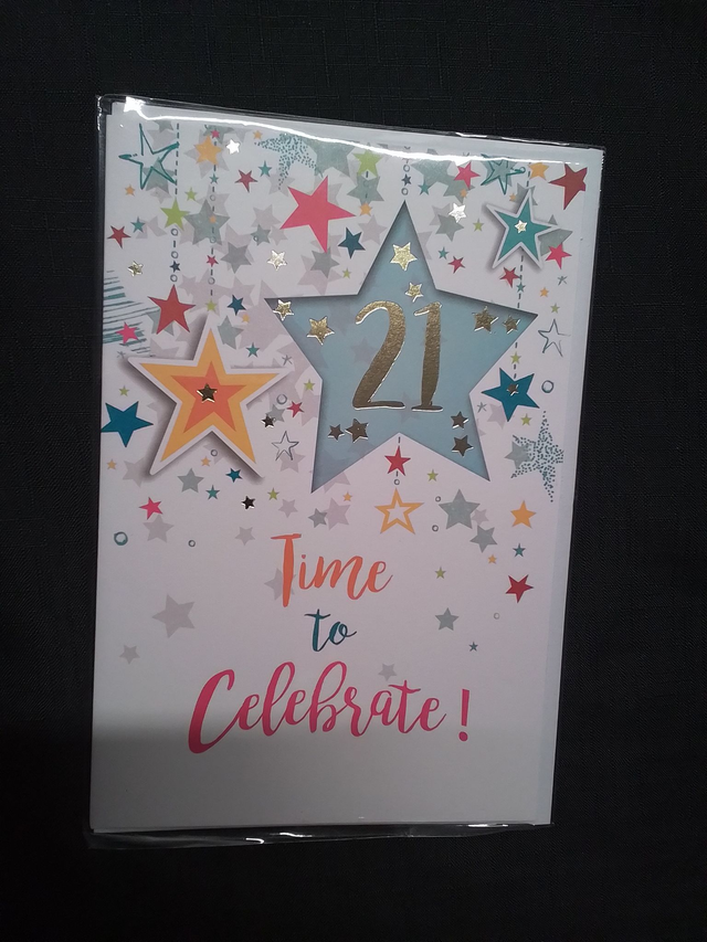 21st Birthday Card Stars Design 