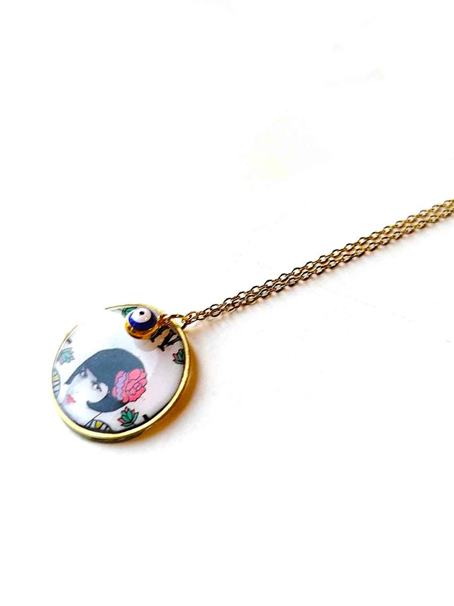 Chaîne avec Pendentif Upcyclé en Carte de Tarot Recyclée - Chiffre Porte-bonheur