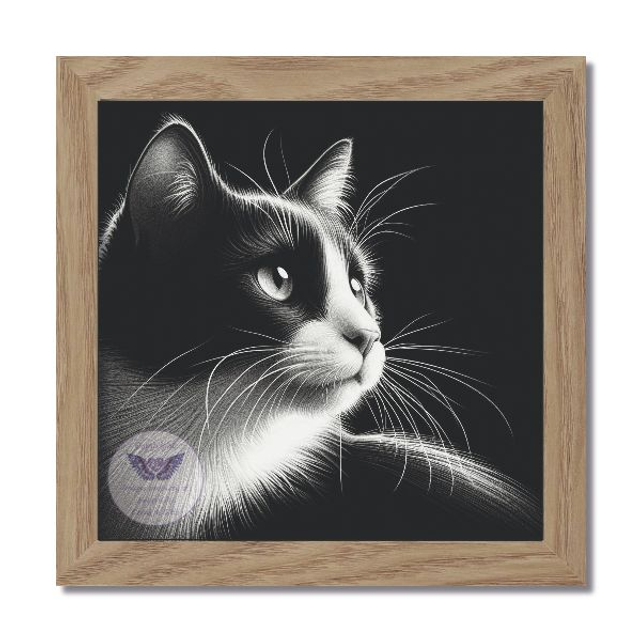 Artistic print of cat in square frame (C35)