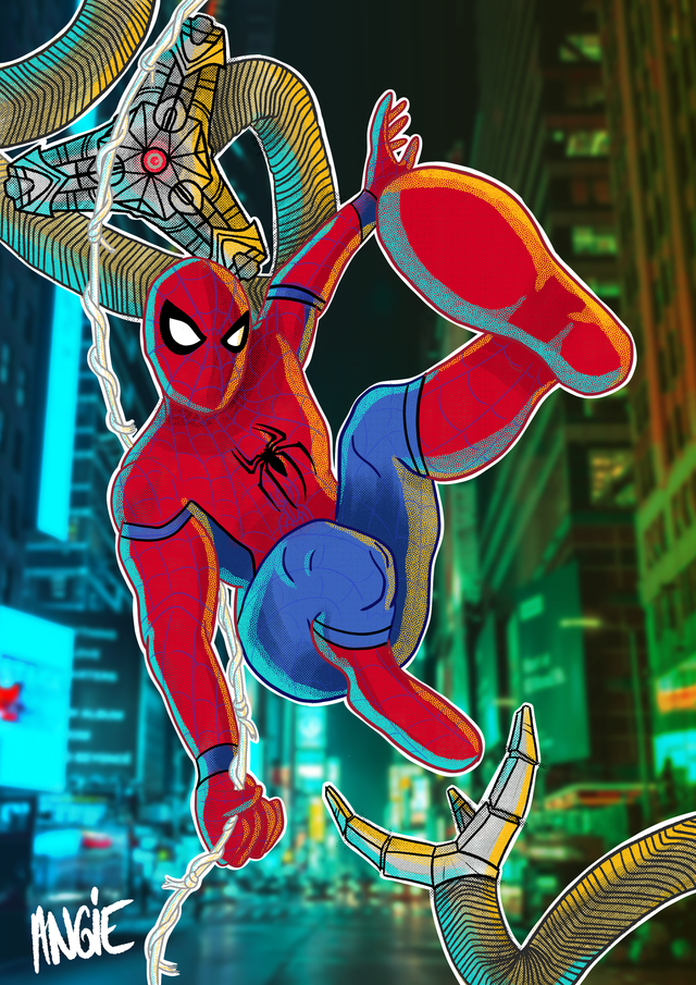 Illustration SpiderMan vs Octopus