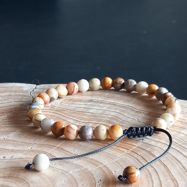 Bracelet ajustable en Agate crazy lace