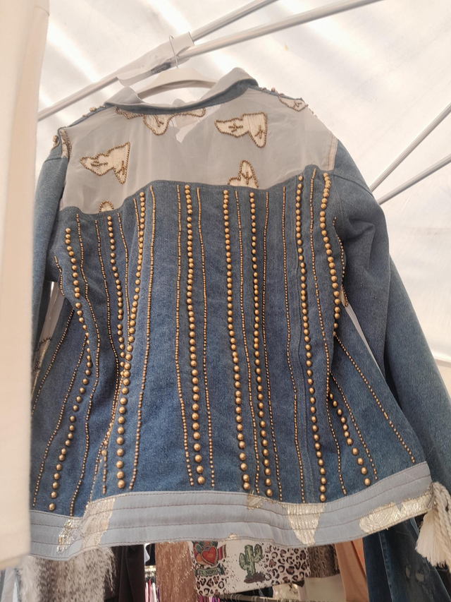 Veste jean bi matière 