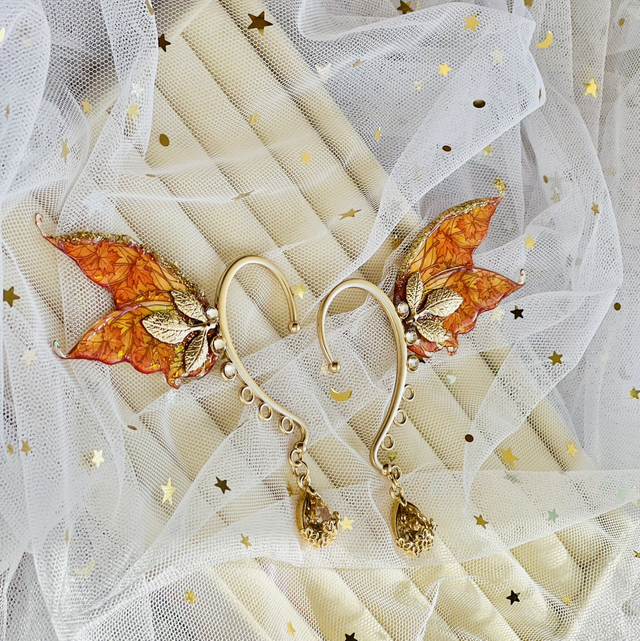 Orange chatoyant - earcuff