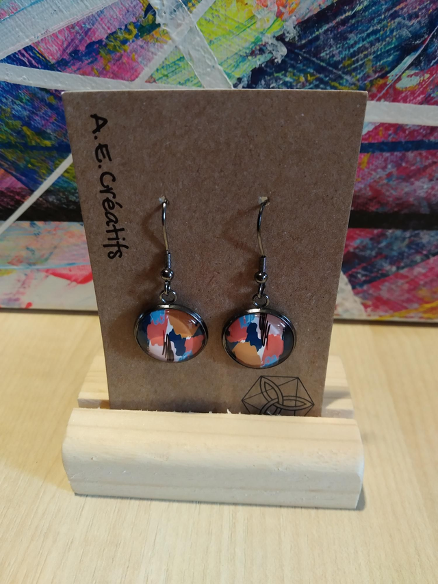 Boucles D&#039;oreilles Cabochons Couleurs 