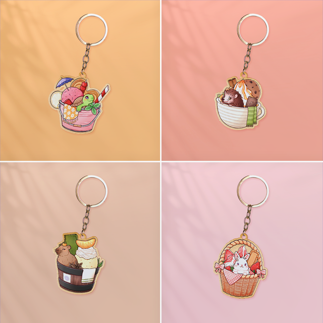 Porte-clés en bois synthétique QUATRE SAISONS