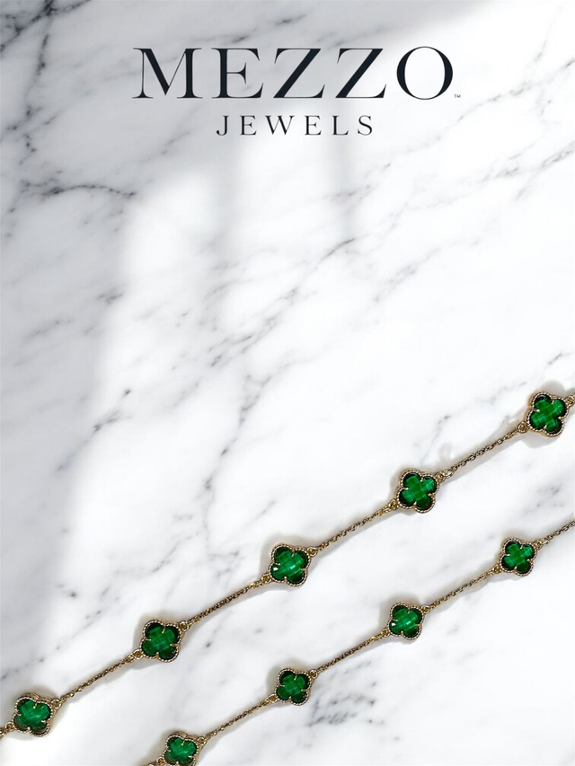 Γυναικείο Βραχιόλι ~flowers~ Σε Σμαραγδί Χρώμα