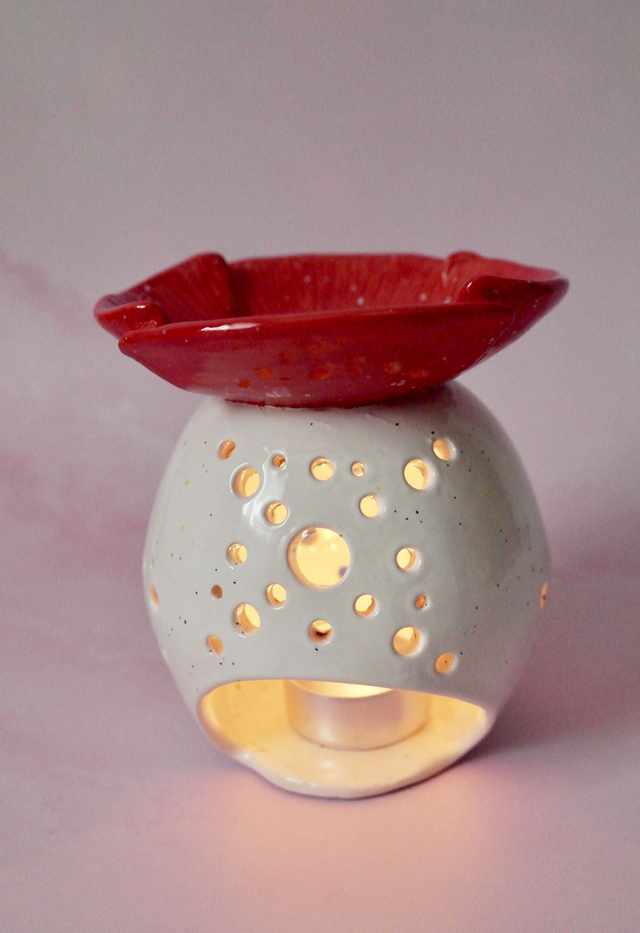 Brûle-parfum coquelicot en céramique