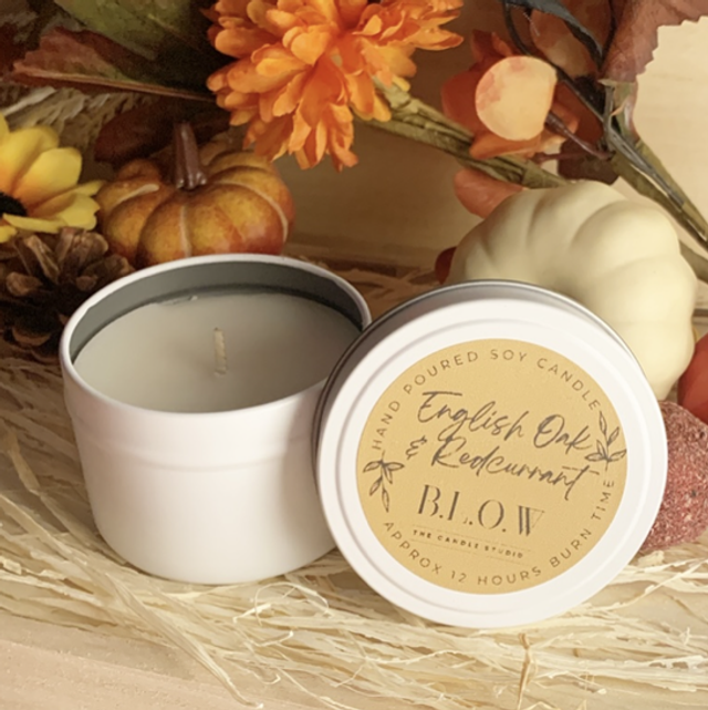 English Oak &amp; Redcurrant Tin Candle
