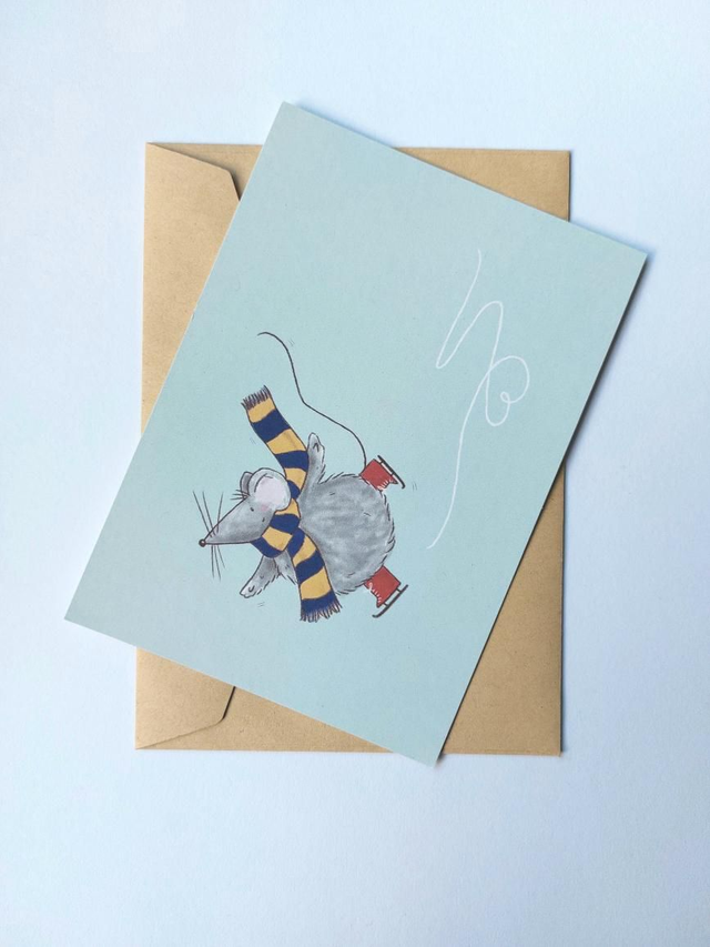 kaart schaatsende muis