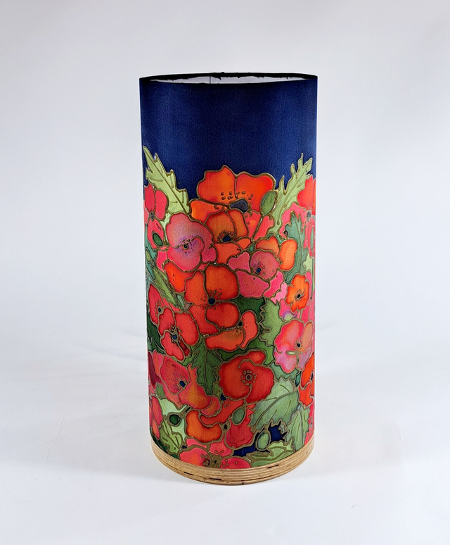 Red poppies silk table lamp