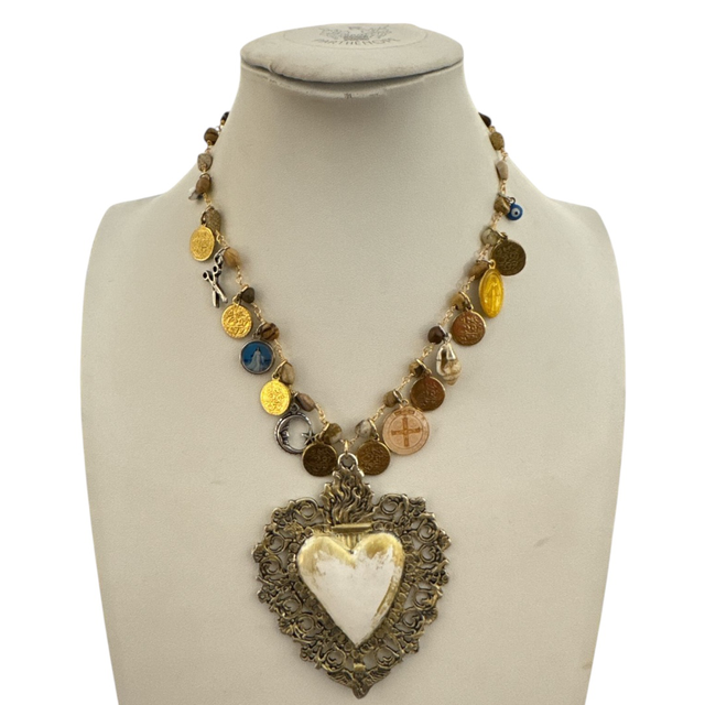 Collana cuore ex-voto bianco 25NM-23