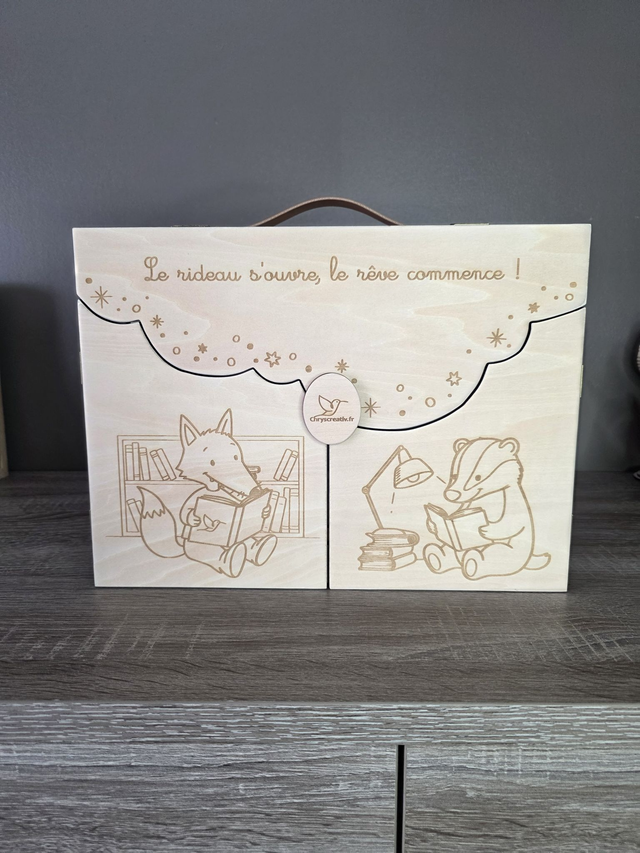 BUTAÏ A4 pour Kamishibaï thème Loup et Blaireau lecteur