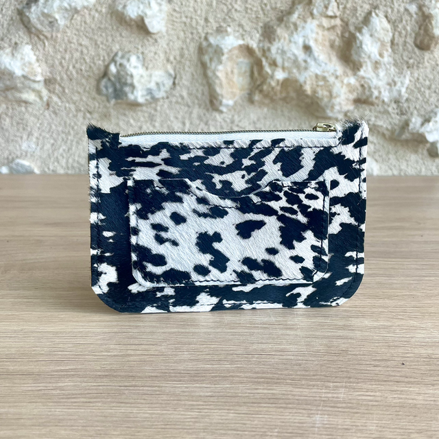 Porte cartes / porte monnaie poilue noir et blanc