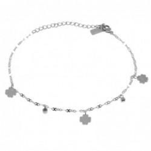 Cavigliera donna in acciaio colore argento con portafortuna 