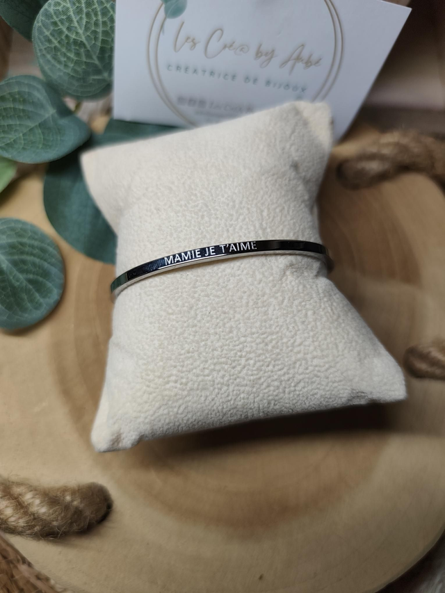 BRACELET RIGIDE ACIER INOXY ARG."MAMIE JE T'AIME" 0000807