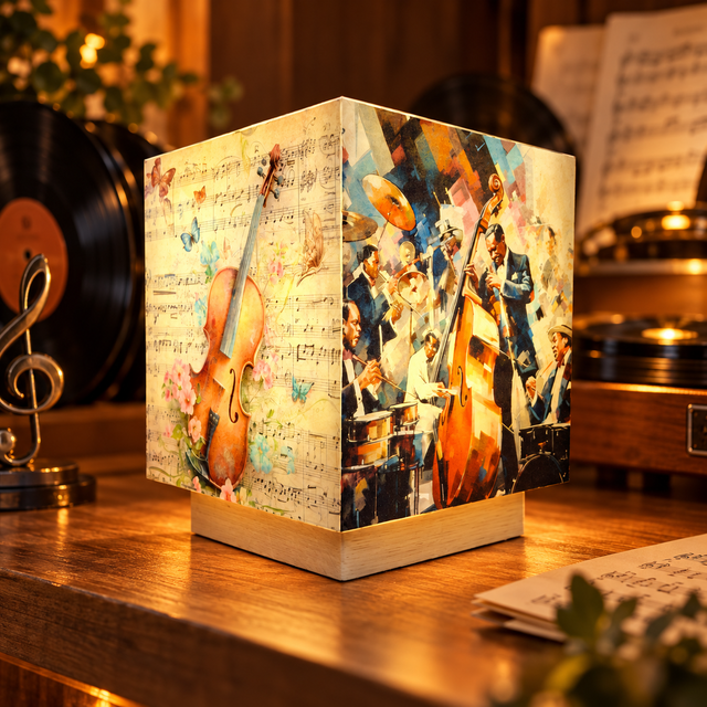 Lampe d'ambiance en cire 12x12cm- "Musique"