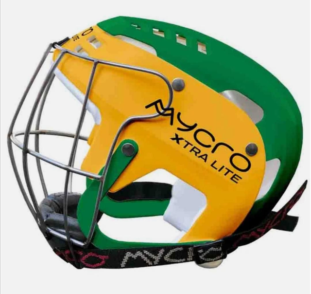 Helmet, Medium. 11 - 17 years. Green and Gold Club Colours. 10 available only.